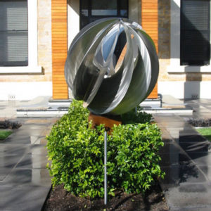 Attractive Stainless Steel Sphere Sculpture / Contemporary Steel Sculpture