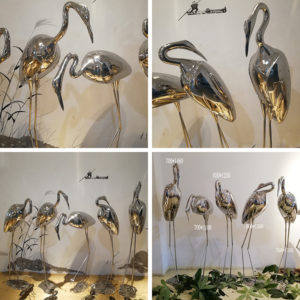 Stainless steel flamingo animal sculpture
