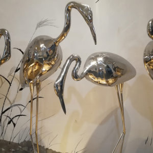 Stainless steel flamingo animal sculpture