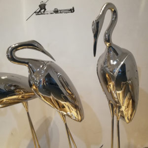 Stainless steel flamingo animal sculpture