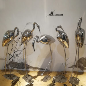 Stainless steel flamingo animal sculpture