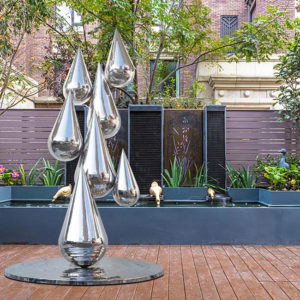 Modern Abstract Metal Yard Art Waterdrop Sculpture