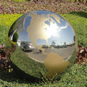 Continent Sandblasted Steel Sphere Globe