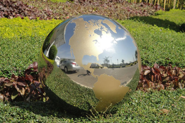 Continent Sandblasted Steel Sphere Globe