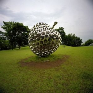 stainless-steel-apple-with-many-hole-sculpture