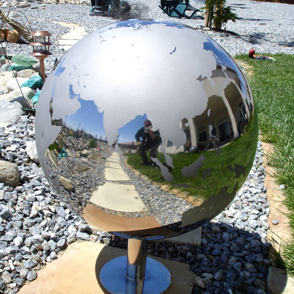 Continent Sandblasted Steel Sphere Globe