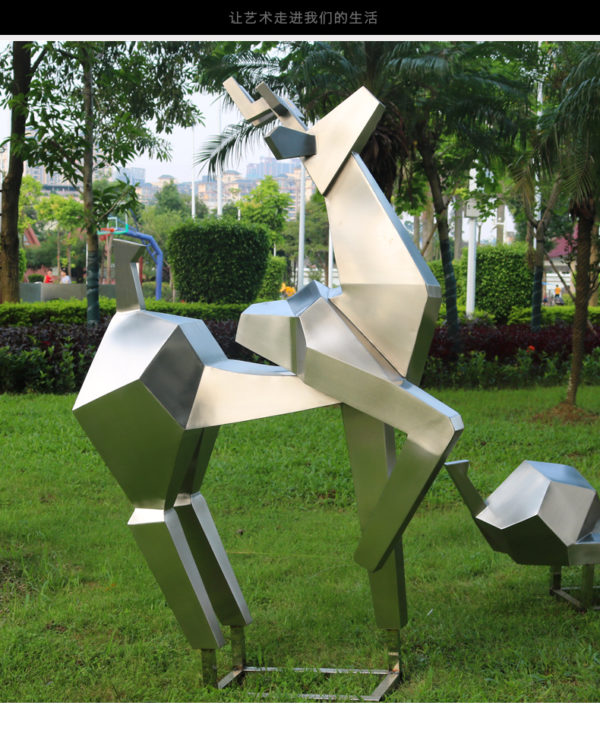 Modern Metal Art Stainless Steel Deer Sculpture