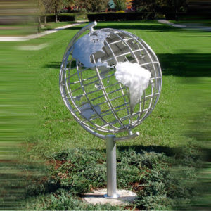 Decorative Stainless Steel Sculpture With Semi - Meridian Globe Shape