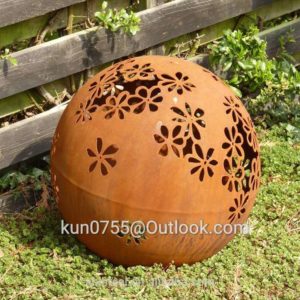 garden decoration rust metal sphere sculpture