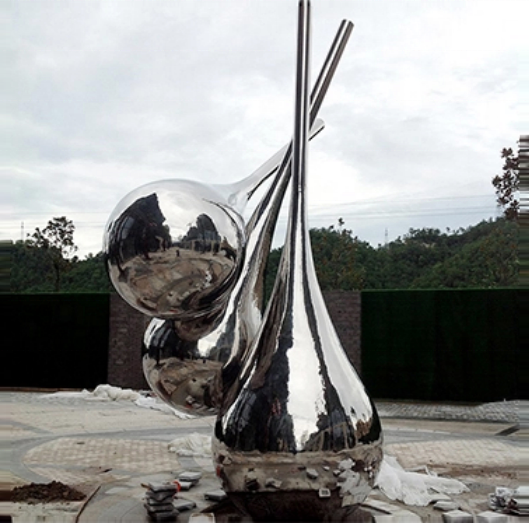 Garden-Landscape-Stainless-Steel-Water-Drop-Sculpture