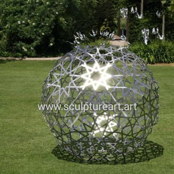 Outdoor Decor Stainless Steel Sculpture Sphere Metal Flat Ball Sculpture
