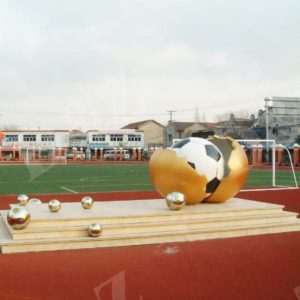 Stainless Steel Urban Art Football Sculpture For School Decoration