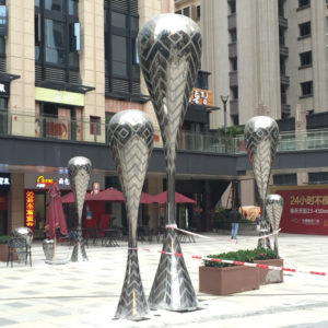 Abstract Sandblasting Sculpture Mirror Stainless Steel Bar Garden Sculpture