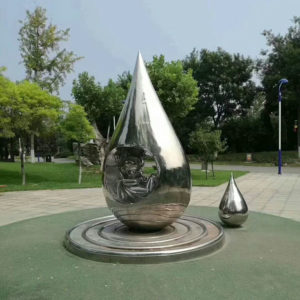 outdoor-metal-sculpture-water-drop-stainless-steel