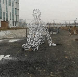 Park humanoid stainless steel tube sculpture