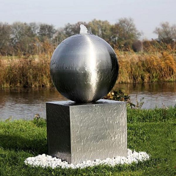 Hand-Carved-Metal-Polished-Ball-Water-Fountain
