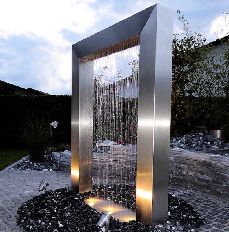 Garden Water Fountains Stainless Steel Rain Curtain Water Feature https//www.sculptureart.art