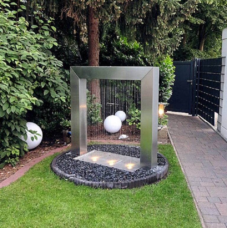 Large Outdoor Fountain Stainless Steel Rain Curtain Water Feature